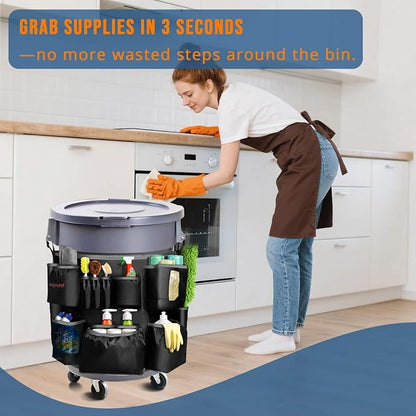 Trash Can Caddy Bag for 32-55 Gallon Garbage Bin, Hongmed Caddy for Commercial - Image 7