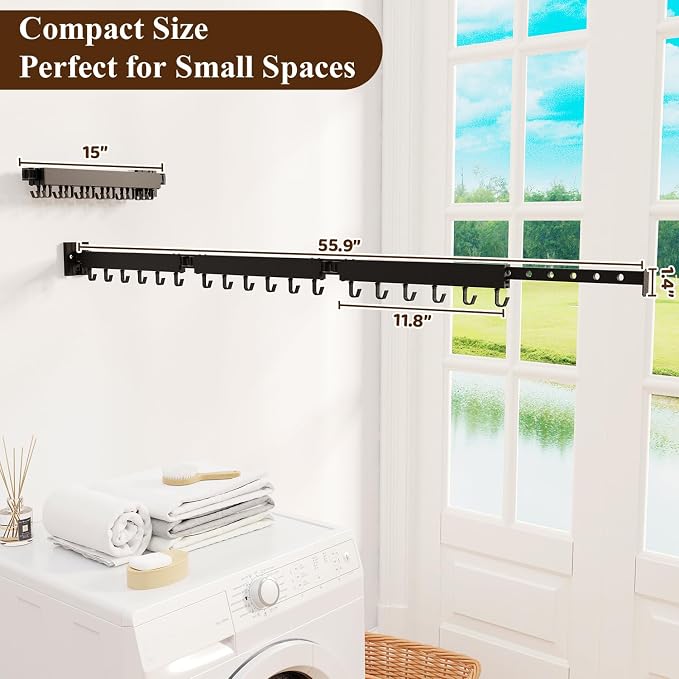 SVELTHOME Clothes Drying Rack Wall Mounted, Foldable Laundry Drying Rack - Image 5
