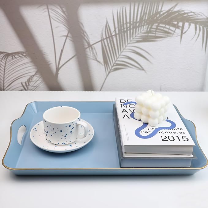 Spsyrine Light Blue Decorative Tray, Elegant Plastic Serving Tray - Image 6