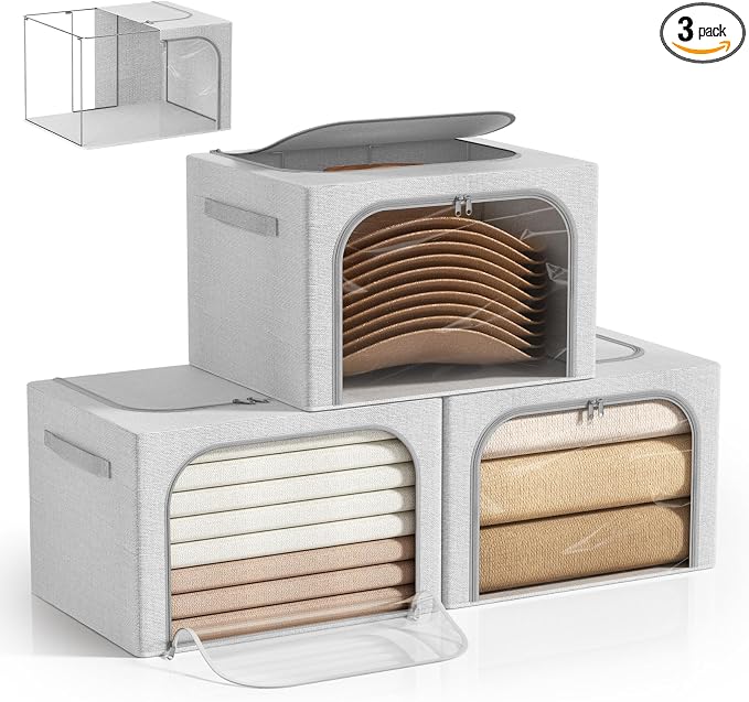 Large Size 66L 3 Pack Openings Clothes Storage Bins by Bubimon