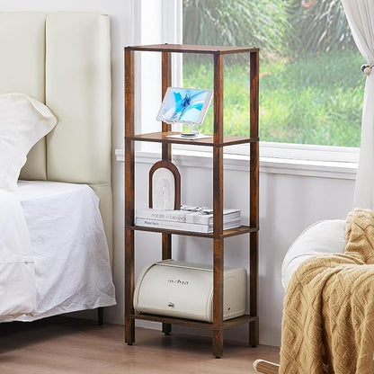 YUFAM 4 Tier Small Bookshelf, Narrow Tall Shelf, Wooden Book Shelf, Skinny - Image 7