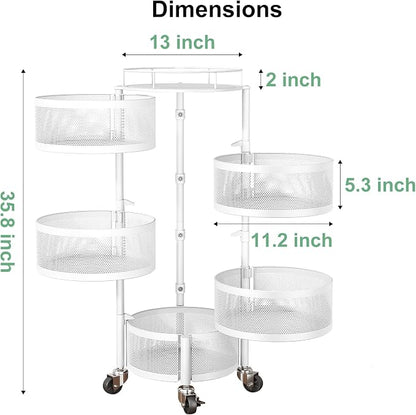 SAYZH Fruit Vegetable Basket for Kitchen, Rotating Storage Rack, 5 Tier Rolling - Image 7