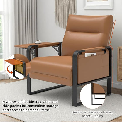 Upholstered Accent Sofas Set of 2, Modern Faux Leather Sofa Chairs - Image 4