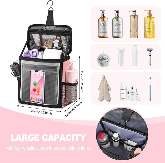 Portable Hanging Shower Caddy, Large Capacity Travel Toiletry Bag - Image 2