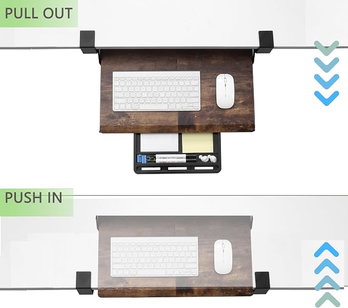 ETHU Keyboard Tray Under Desk, 19.7" X 12.2" Small Size C Clamp Keyboard Drawer - Image 3