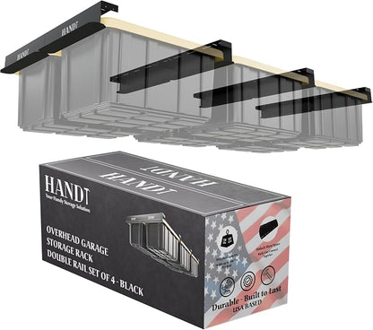 HANDT Overhead Garage Storage Rack, Connectable Heavy Duty Metal Ceiling Rails by HANDT