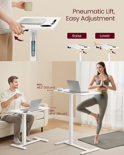 VASAGLE Overbed Table with Wheels, Mobile Standing Computer Desk, 31.5 x 17.7 - Image 5