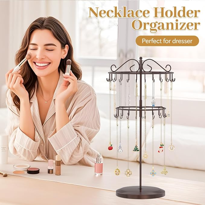 MODOWEY Rotating Necklace Holder Organizer Display Stand - Image 7