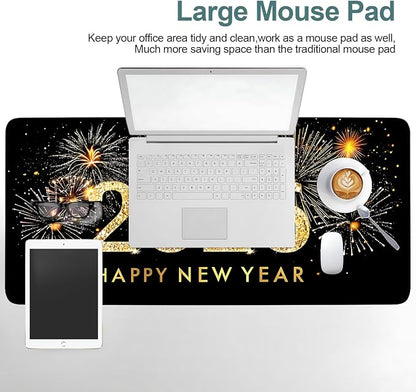 2026 Happy New Year Gaming Mouse Pad 35.4"x15.7"Desk Mat Anti-Slip Rubber Base - Image 6