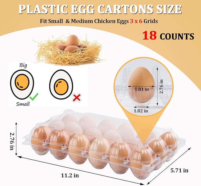 APOCHON 40PCS Plastic Egg Cartons 18 Count, Reusable Egg Holder - Image 2