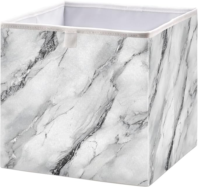 White Marble with A Hint of Black Pattern Closet Organizers Storage Cubes - Image 2
