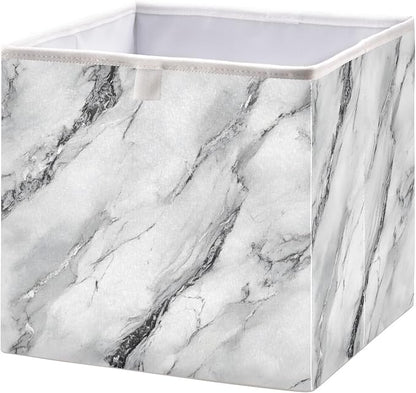 White Marble with A Hint of Black Pattern Closet Organizers Storage Cubes - Image 2