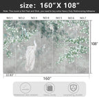 -Green Leaf Botanical Peacock Fabric Wallpaper Wallpaper Living Room Bedroom Bathroom Grey Plant Large Wall Mural- 160"x108"（ not Peel and Stick）