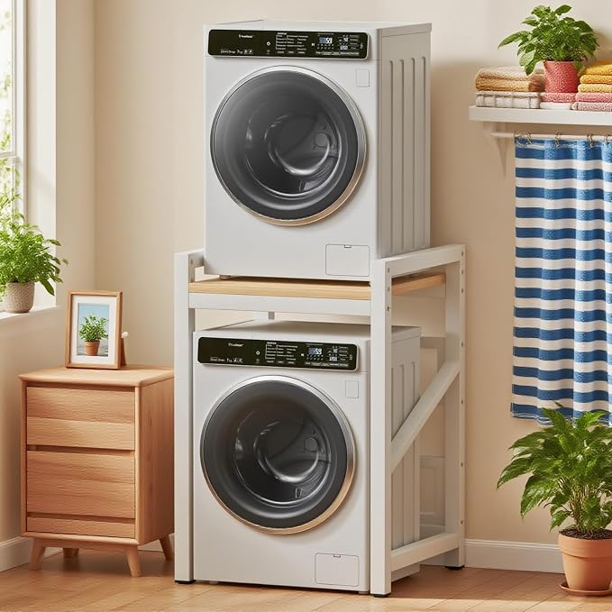 Over The Washer and Dryer Storage Shelf, Widen & 3 Height Adjustable Stacking - Image 3