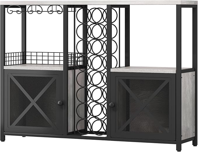 Homeiju Mini Bars for Home, Wooden Coffee Bar Cabinet, Modern Liquor Cabinet - Image 7
