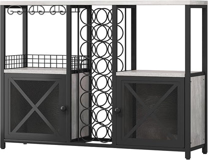 Homeiju Mini Bars for Home, Wooden Coffee Bar Cabinet, Modern Liquor Cabinet - Image 7