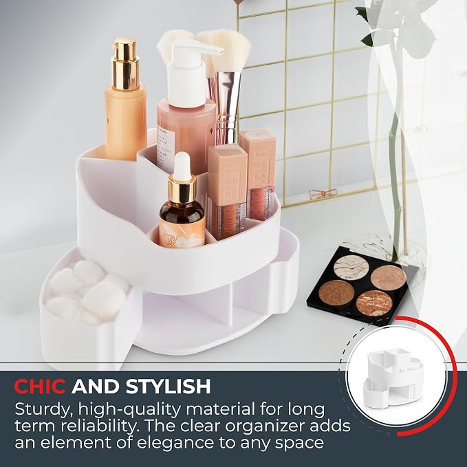 Masirs 360° Rotating Makeup Organizer – Small Acrylic Cosmetic Storage Caddy - Image 4