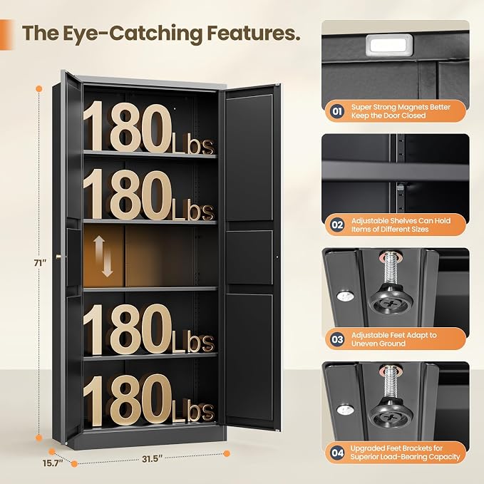 Yizosh Metal Storage Cabinet - Image 2