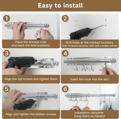 Valet Rod For Closet Pull Out, Adjustable Heavy Duty Carbon Steel 12" - Image 6