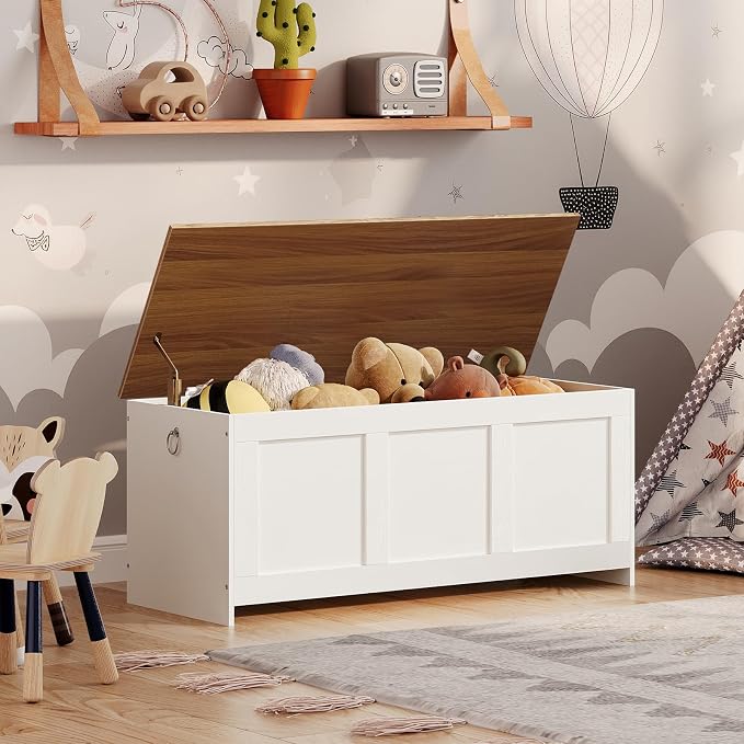 HOOBRO Storage Bench, 47.2" Retro Wooden Storage Chest, Wooden Storage Trunk - Image 6