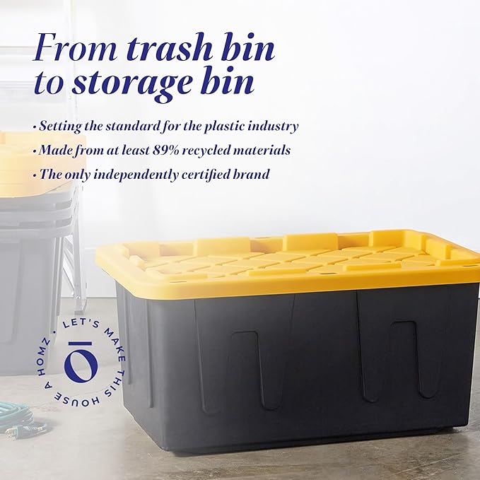 HOMZ 4-Pack Durabilt Tote, Heavy Duty Plastic Storage Bins - Image 3
