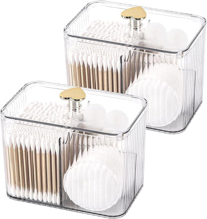 Tbestmax Qtip Holder Dispenser 3-Section Clear Bathroom Organizer Jar 3 Grids by Tbestmax