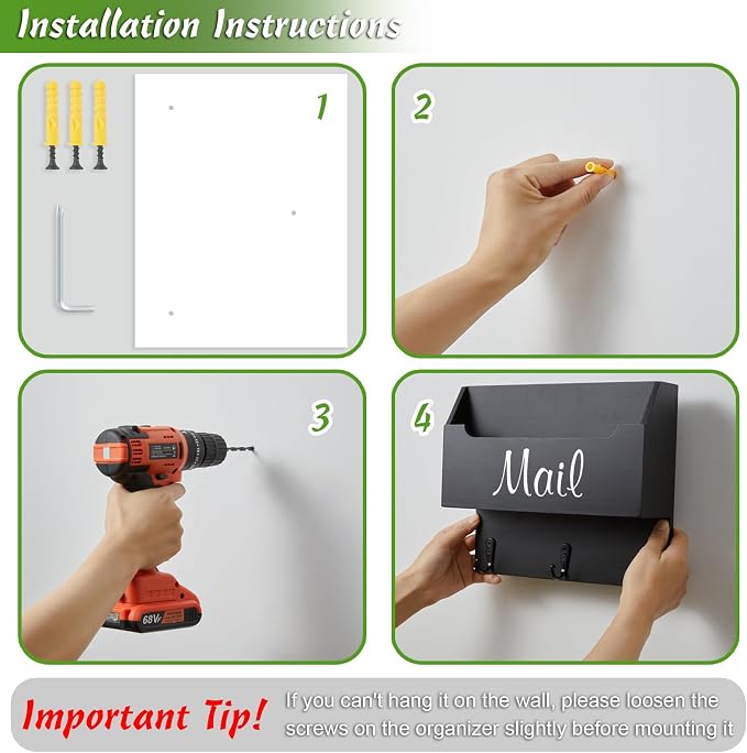 DRASTAR Mail Organizer Wall Mounted, Wooden Mail Sorter & Key Holder - Image 6