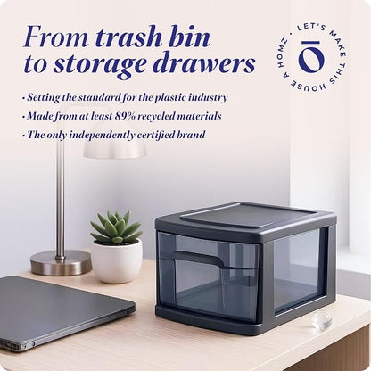 HOMZ 1 Drawer Storage Cart, Medium Plastic Container, 2 Pack | 14.25" Wide - Image 8