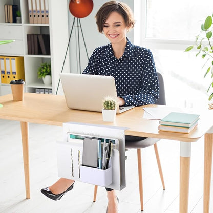 LUKETURE Desk Side Storage, Steel Side Desk Organizer, No Drill Laptop Holder - Image 8