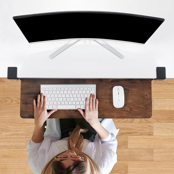 Keyboard Tray Under Desk with Drawer, 26.77" X 11.81"Large Size Keyboard Tray - Image 2