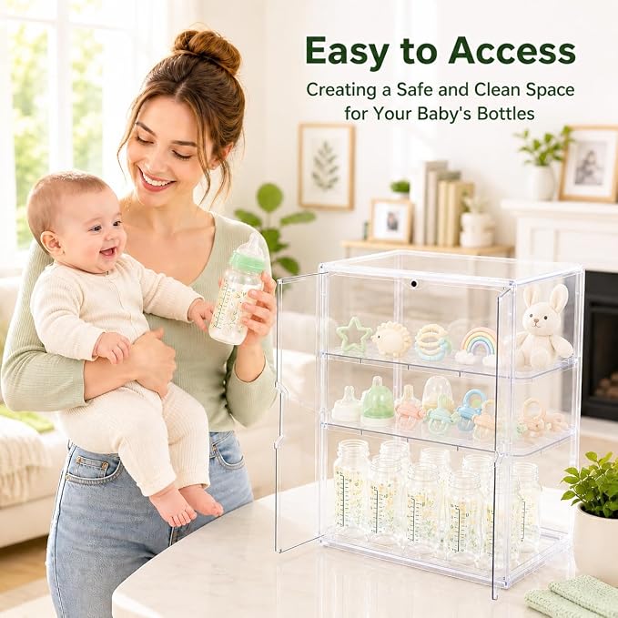 Baby Bottle Storage Organizer, X-Large 3 Tier Acrylic Bottle Storage Organizer - Image 3