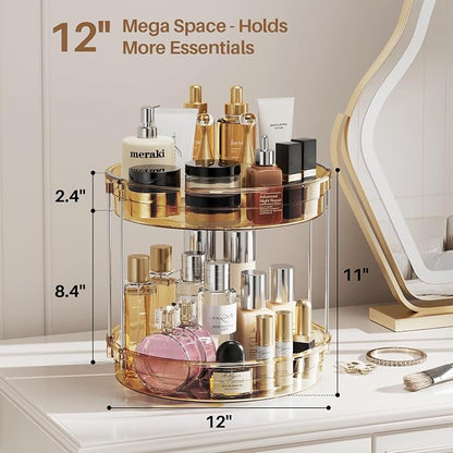 LAMU 12inch 2 Tier Lazy Susan Turntable Organizer Rotating Spice Rack - Image 3
