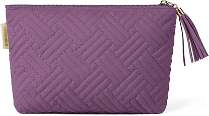 BAGSMART Small Makeup Bag with Tassel, Soft Cosmetic Pouch 8.7" | 1.6" slim by BAGSMART