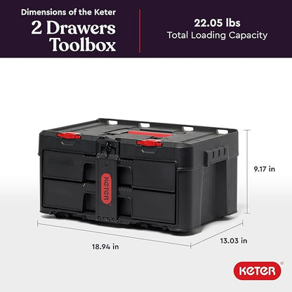 Keter Stack-n-Roll Two Drawer Tool Box - Image 2