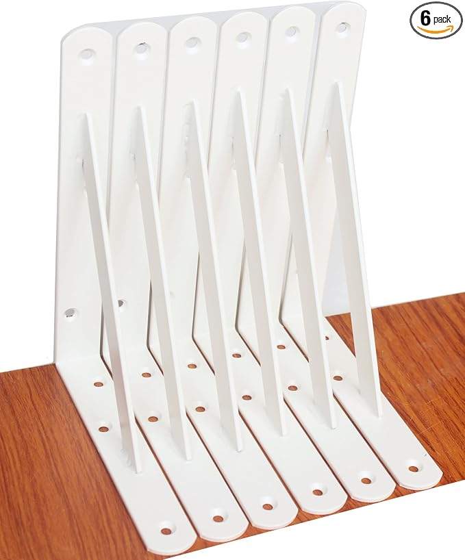 6 Pack L8 x H 6" White Heavy Duty Shelf Brackets by MHMYDZ