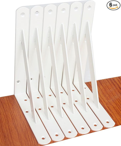 6 Pack L8 x H 6" White Heavy Duty Shelf Brackets by MHMYDZ