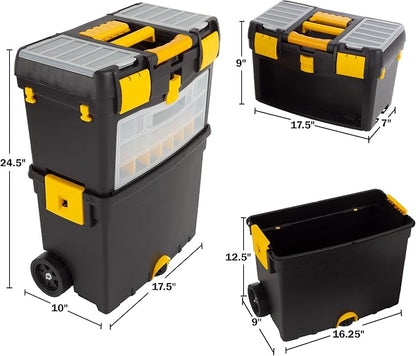 Rolling Tool Box with Wheels, Foldable Comfort Handle, and Removable Top – - Image 3