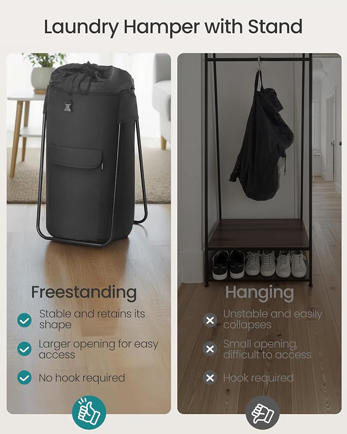 SONGMICS Laundry Bag with Stand, Laundry Backpack 31.7 Gallons, Heavy-Duty - Image 3