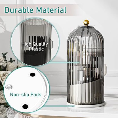 GAXmi Makeup Brush Holder with Lid Cosmetic Tools Organizer 360 Rotating - Image 7