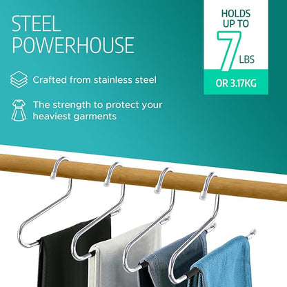 Set of 50 Stainless Steel Non-Slip Open-Ended Trouser Hangers – Durable Pant - Image 3