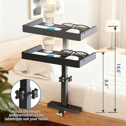 Bedside Shelf for Bed Frame, Clamp On Bedside Table Organizer, Dorm Room - Image 3