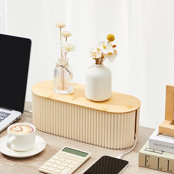 Marsui 2 Pcs Beige Cable Management Organizer Box - Image 6