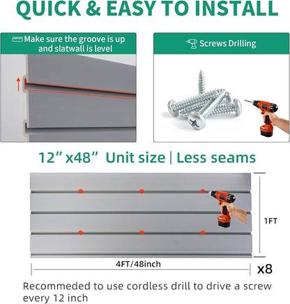 Slat Wall Paneling Garage Slat Wall Storage Systems Organizer Grey Slatwall 4x8 - Image 3