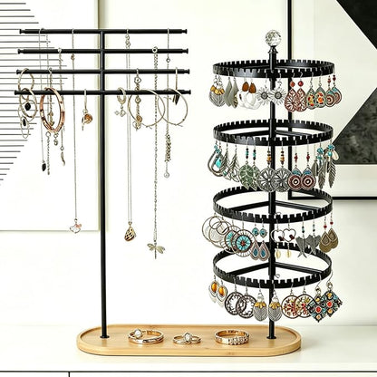 4-layer rotating earring rack storage rack, adjustable plastic pendant display - Image 3