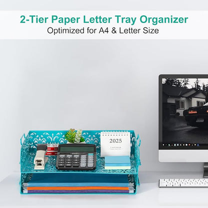 EasyPAG Paper Organizer for Desk 2 Tier Stackable Paper Tray for A4 Legal Size - Image 6