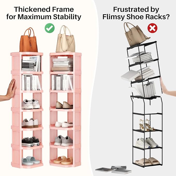 Kitstorack 10-Tier Vertical Plastic Shoe Rack, Freestanding Stackable Shoe - Image 4