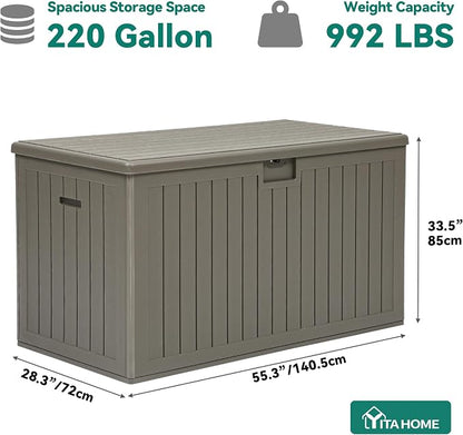 YITAHOME 220 Gallon Extra Large Deck Box, Double-Wall Resin Outdoor Storage Box - Image 7