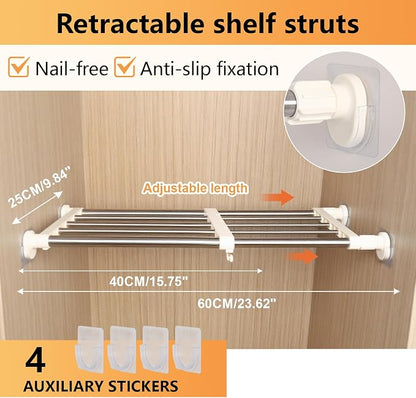 BAOYOUNI Closet Organizer Tension Shelf Expandable 15.75-23.62" Ivory | - Image 3