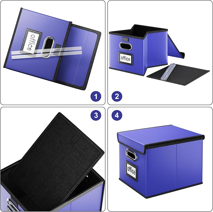 File Organizer Box with Lids, Collapsible File Folder Organizer | File Box with - Image 7