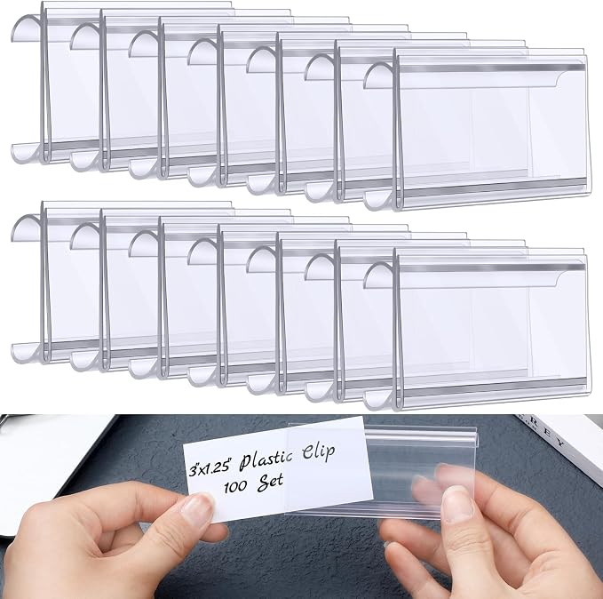 Kathfly 100 Pcs Plastic Wire Shelf Label Holder Tags by Kathfly